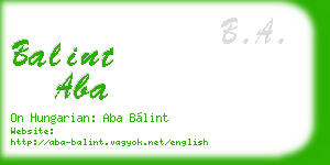 balint aba business card