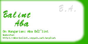 balint aba business card